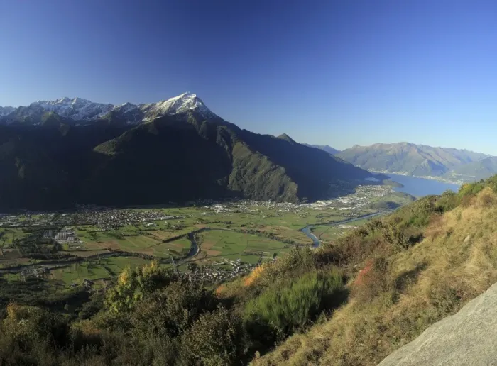 Framed Print : Panorama of Mount Legnone and Lake Como in the background, Valtellina, Lombardy, Italy Framed Print : Panorama of Mount Legnone and Lake Como in the background, Valtellina, Lombardy, Italy
