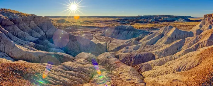 Framed Print : Panorama of the setting sun at the First Forest in Petrified Forest National Park Framed Print : Panorama of the setting sun at the First Forest in Petrified Forest National Park