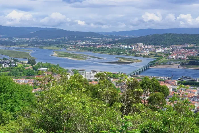 Framed Print : Panorama over Viana do Castelo and the Lima river, Viana do Castelo, Minho, Portugal, Europe