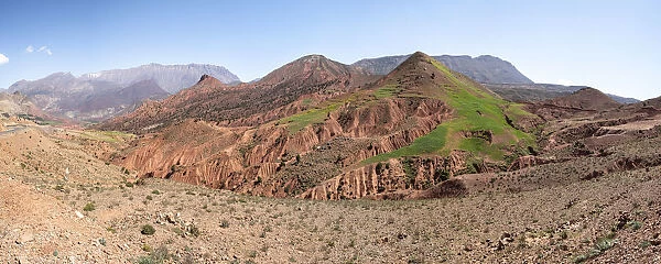 Panoramic of badland rock formation in mountains in Morocco, North Africa, Africa