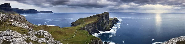 Panoramic on the coast of the Isle of Skye and Nest Point promontory, Isle of Skye