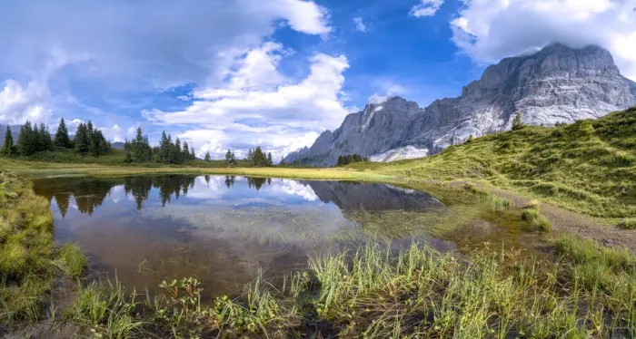 Framed Print : Panoramic of Grosse Scheidegg Pass and Wellhorn mountain in summer, Grindelwald Framed Print : Panoramic of Grosse Scheidegg Pass and Wellhorn mountain in summer, Grindelwald