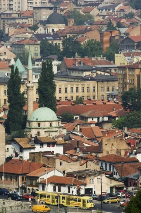 Framed Print : Panoramic hilltop view of the city, Sarajevo, Bosnia, Europe Framed Print : Panoramic hilltop view of the city, Sarajevo, Bosnia, Europe