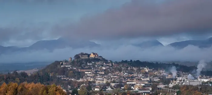 Framed Print : Panoramic image of the City of Stirling and Stirling Castle in autumn, Stirling, Stirlingshire, Scotland, United Kingdom, Europe Framed Print : Panoramic image of the City of Stirling and Stirling Castle in autumn, Stirling, Stirlingshire, Scotland, United Kingdom, Europe