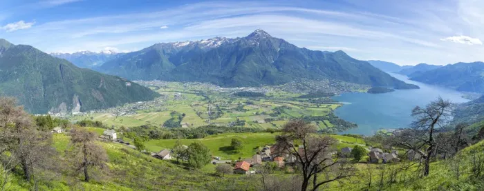 Framed Print : Panoramic of Lake Como and Alto Lario from the rural village of Bugiallo, Como province Framed Print : Panoramic of Lake Como and Alto Lario from the rural village of Bugiallo, Como province