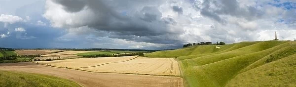 Panoramic landscape view of The Cherhill Downs, Wiltshire, England, United Kingdom, Europe