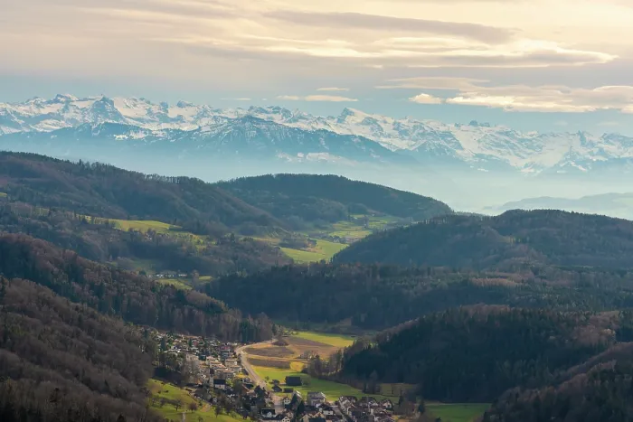 Framed Print : Panoramic landscape view of nature surrounding Zurich, Switzerland Framed Print : Panoramic landscape view of nature surrounding Zurich, Switzerland