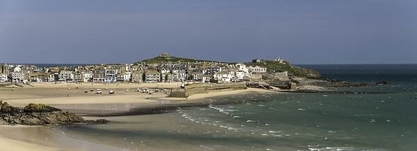 Panoramic picture of the popular seaside resort of St. Ives, Cornwall, England, United Kingdom
