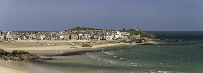 Framed Print : Panoramic picture of the popular seaside resort of St. Ives, Cornwall, England, United Kingdom Framed Print : Panoramic picture of the popular seaside resort of St. Ives, Cornwall, England, United Kingdom