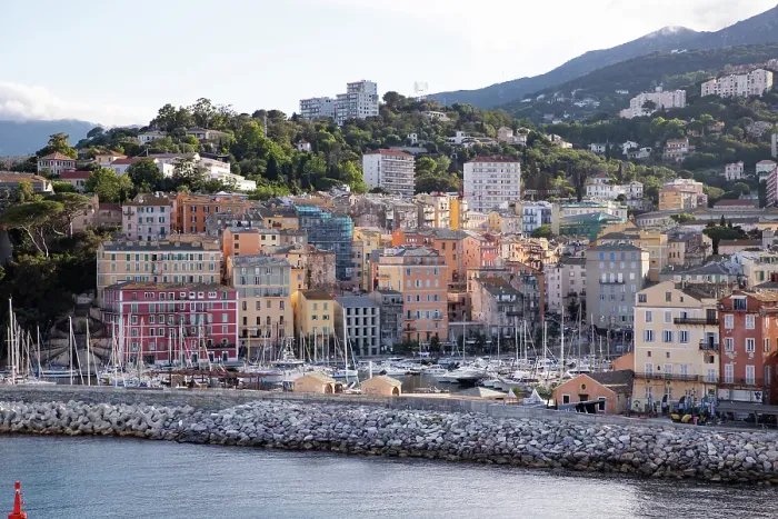 Framed Print : Panoramic summer cityscape of Bastia, Corsica island, France Framed Print : Panoramic summer cityscape of Bastia, Corsica island, France