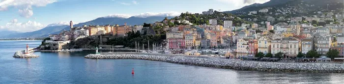 Framed Print : Panoramic summer cityscape of Bastia, Island of Corsica, France Framed Print : Panoramic summer cityscape of Bastia, Island of Corsica, France
