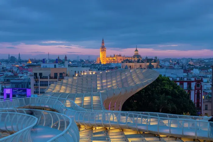 Framed Print : Panoramic Terraces of Las Setas at dusk, Seville, Andalusia, Spain, Europe Framed Print : Panoramic Terraces of Las Setas at dusk, Seville, Andalusia, Spain, Europe