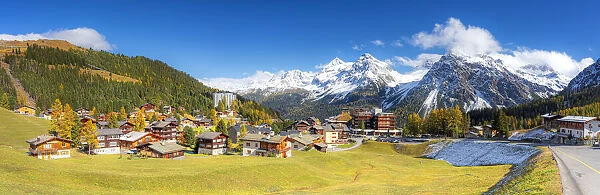 Panoramic view of Arosa, Canton Graubunden, Switzerland, Europe