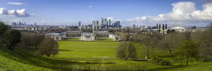 Framed Print : Panoramic view of Canary Wharf, the Millennium Dome, and City of London, from Greenwich Park, London, England, United Kingdom, Europe Framed Print : Panoramic view of Canary Wharf, the Millennium Dome, and City of London, from Greenwich Park, London, England, United Kingdom, Europe
