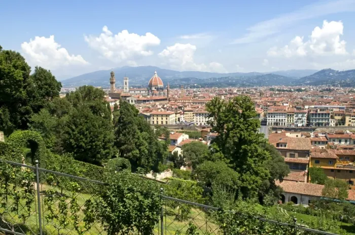 Framed Print : Panoramic view out over Florence from the Bardini Garden, The Bardini Garden Framed Print : Panoramic view out over Florence from the Bardini Garden, The Bardini Garden