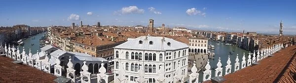 Panoramic view of the Grand Canal from the terrace of the Fondaco dei Tedeschi, Venice