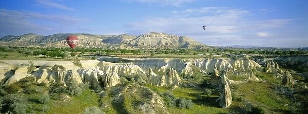 Panoramic view from hot air balloon of Cappadocian
