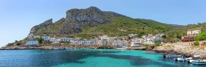 Framed Print : Panoramic view of Levanzo Island, Cala Dogana, Aegadian Islands, province of Trapani, Sicily, Italy, Mediterranean, Europe Framed Print : Panoramic view of Levanzo Island, Cala Dogana, Aegadian Islands, province of Trapani, Sicily, Italy, Mediterranean, Europe