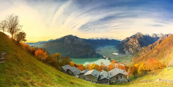 Framed Print : Panoramic view of the old village of chalets, Valchiavenna, Valtellina, Lombardy, Italy Framed Print : Panoramic view of the old village of chalets, Valchiavenna, Valtellina, Lombardy, Italy