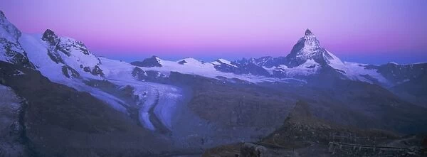 Panoramic view of pink sky before sunrise over the