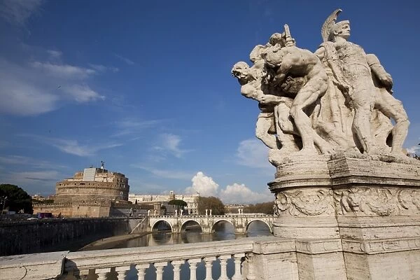 The Papal fortress of Castel Sant Angelo seen from Vittorio Emanuele II bridge