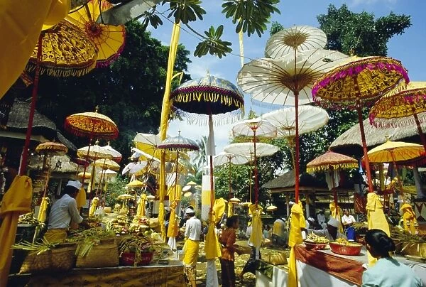 Parasols in Taman Pile Hindu temple on Koningan Day