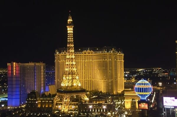 Paris Hotel on the Strip (Las Vegas Boulevard) at night