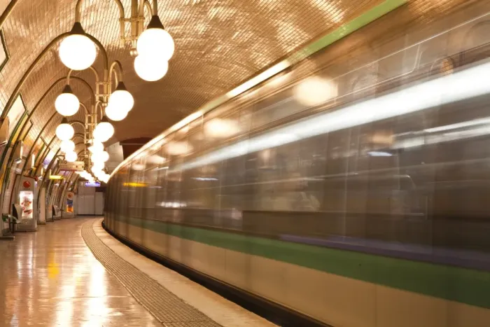 Framed Print : A Paris metro train leaves Cite station, Paris, France, Europe Framed Print : A Paris metro train leaves Cite station, Paris, France, Europe