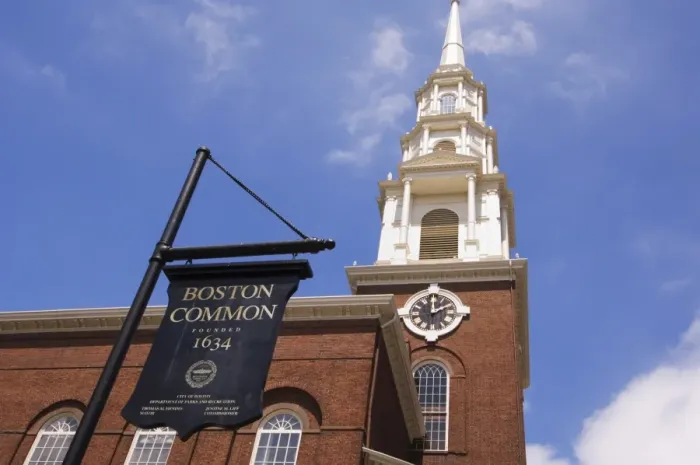 Framed Print : Park Street Church and Boston Common sign Framed Print : Park Street Church and Boston Common sign