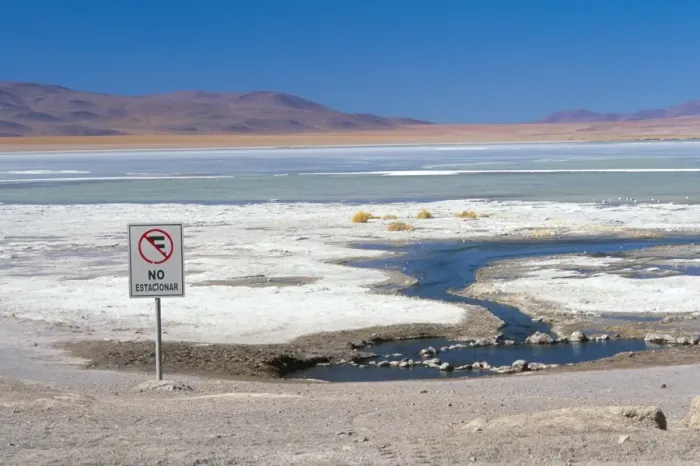 Framed Print : No parking sign, Laguna Colorada, Uyuni, Bolivia, South America Framed Print : No parking sign, Laguna Colorada, Uyuni, Bolivia, South America
