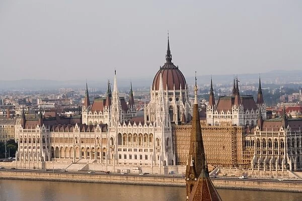 Parliament Building on the Danube with Calvinist Church in foreground