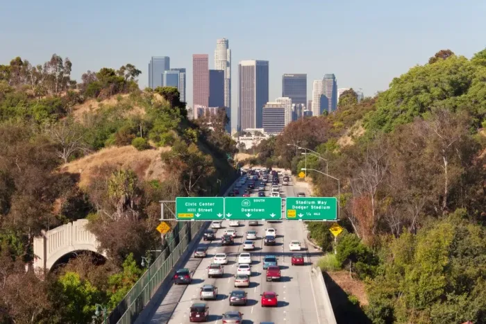 Framed Print : Pasadena Freeway (CA Highway 110) leading to Downtown Los Angeles, California, United States of America, North America Framed Print : Pasadena Freeway (CA Highway 110) leading to Downtown Los Angeles, California, United States of America, North America