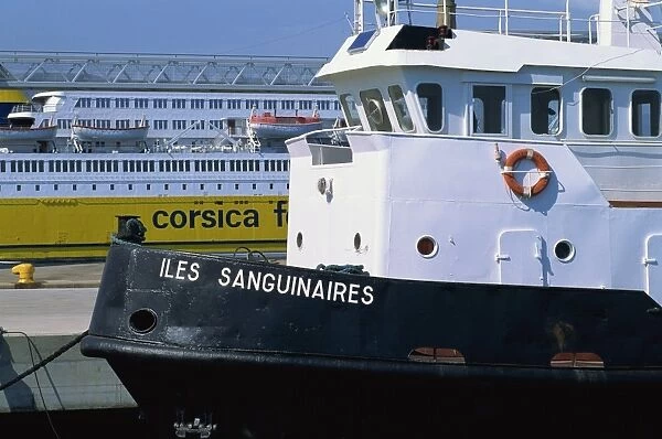 Passenger ferries, Ajaccio, island of Corsica, France, Mediterranean, Europe