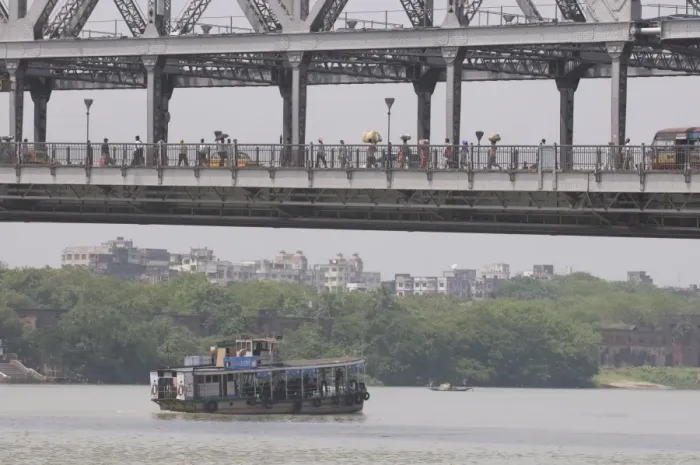 Framed Print : Passenger ferry under Howrah Bridge, Kolkata, West Bengal, India, Asia Framed Print : Passenger ferry under Howrah Bridge, Kolkata, West Bengal, India, Asia