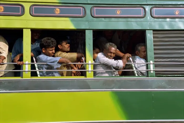 Framed Print : Passengers on a bus in Tamil Nadu state Framed Print : Passengers on a bus in Tamil Nadu state