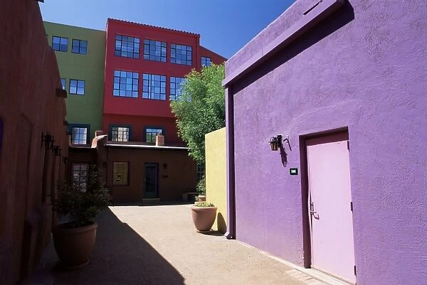 Pastel coloured facades in the village