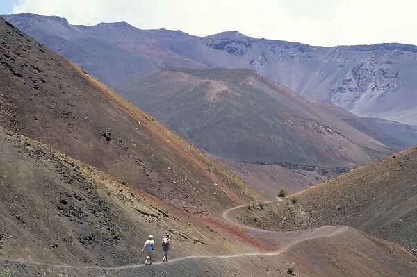 Path between crater cones inside Haleakala volcano crater
