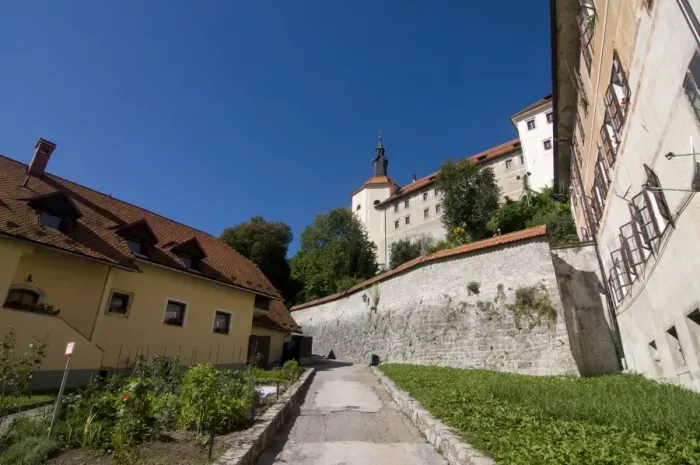 Framed Print : Path leading up to castle of Sofja Loka, Slovenia, Europe Framed Print : Path leading up to castle of Sofja Loka, Slovenia, Europe
