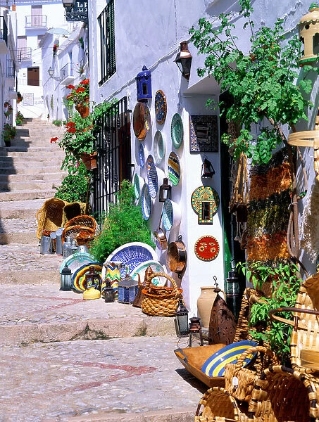 Pathway in village, Frigiliana, Andalusia, Costa del Sol, Spain, Mediterranean, Europe