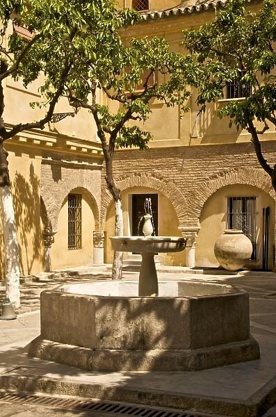 Patio with fountain at Divino Salvador Church, Seville, Andalusia, Spain, Europe