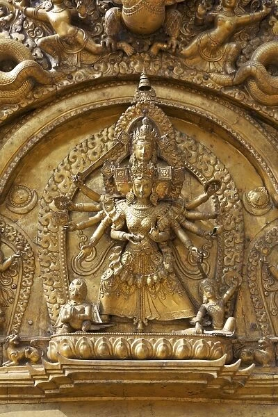 Patron goddess, Taleju, detail of Golden Gate, Sun Dhoka, the Royal Palace (Lu Dhawka)