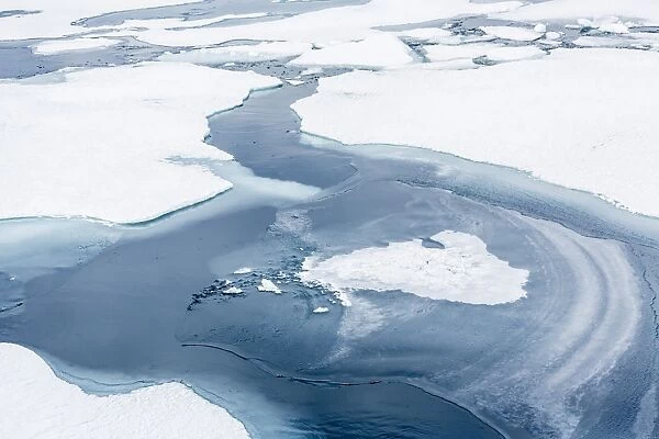Patterns in shore fast ice, Lancaster Sound, Nunavut, Canada, North America