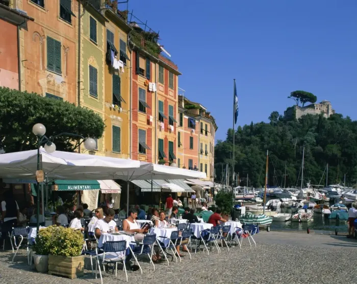 Framed Print : A pavement cafe on the waterfront at Portofino, in Liguria, Italy, Europe Framed Print : A pavement cafe on the waterfront at Portofino, in Liguria, Italy, Europe