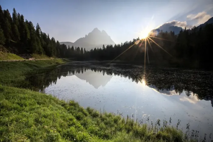 Framed Print : The Three Peaks of Lavaredo are reflected in Lake Antorno at sunrise, Veneto Sesto Dolomites Framed Print : The Three Peaks of Lavaredo are reflected in Lake Antorno at sunrise, Veneto Sesto Dolomites