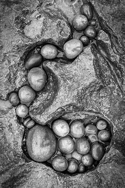Pebble abstract on a beach, Wales, United Kingdom, Europe