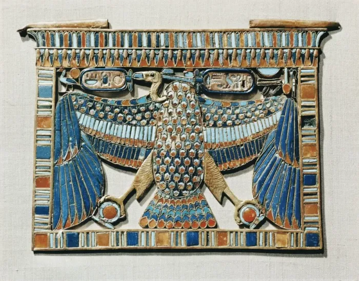 Framed Print : Pectoral decorated with the vulture of Upper Egypt, made of gold cloisonne inlaid with glass paste Framed Print : Pectoral decorated with the vulture of Upper Egypt, made of gold cloisonne inlaid with glass paste