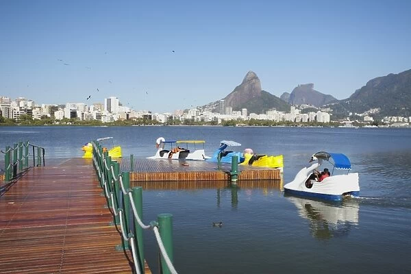 Pedalos on Lagoa Rodrigo de Freitas, Rio de Janeiro, Brazil, South America