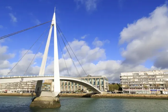 Framed Print : Pedestrian bridge over the Commerce Basin, Le Havre, Normandy, France, Europe Framed Print : Pedestrian bridge over the Commerce Basin, Le Havre, Normandy, France, Europe