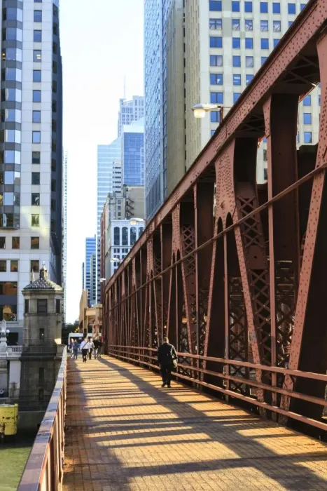Framed Print : Pedestrians crossing a bridge over the Chicago River, Chicago, Illinois, United States of America, North America Framed Print : Pedestrians crossing a bridge over the Chicago River, Chicago, Illinois, United States of America, North America