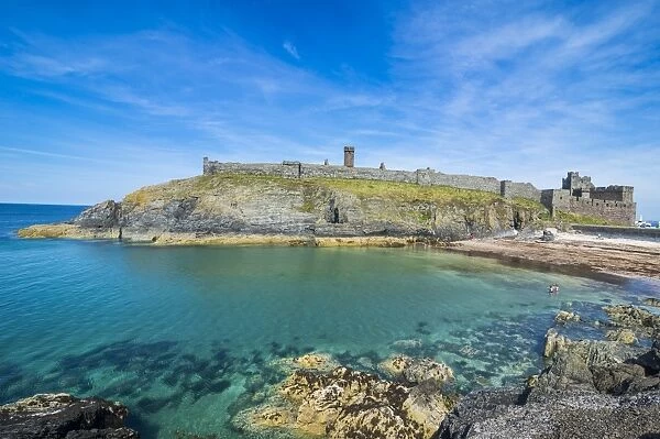 Peel Castle, Peel, Isle of Man, crown dependency of the United Kingdom, Europe